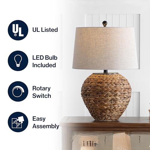 Alaro Table Lamp Woven Water Hyacinth Basket 24.5"