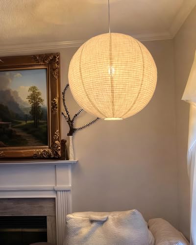 Linen Pendant Light Shade White 20INCH Round Hanging Lampshade