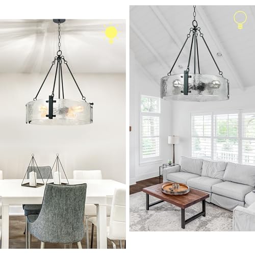 Black Modern Textured Glass Chandelier for Dining Room