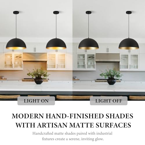 12" Black and Gold Farmhouse Pendant Light Fixtures