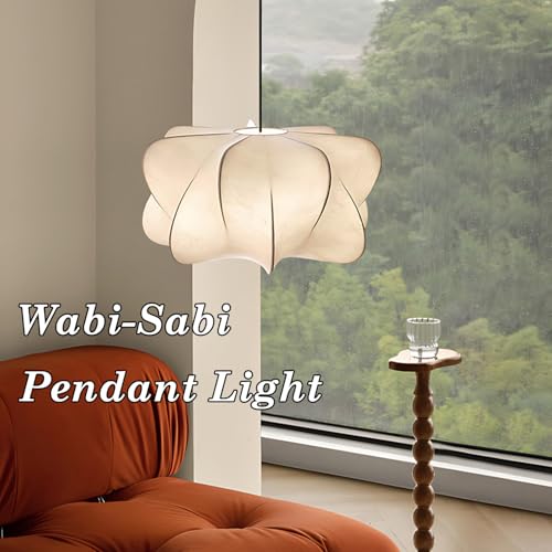 Wabi Sabi Style White Fabric Pendant Light for Kitchen Island