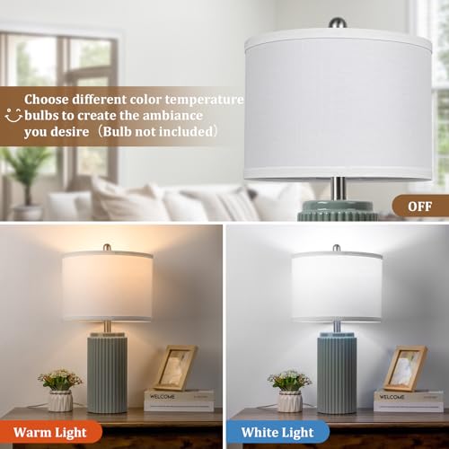 23.5" Green Ceramic Table Lamps Set of 2 (2 Count)