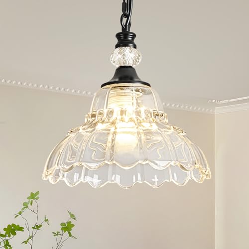 1 Piece Chandelier in Matte Black Finish with Flower (1-Light / Black and Chain Style)
