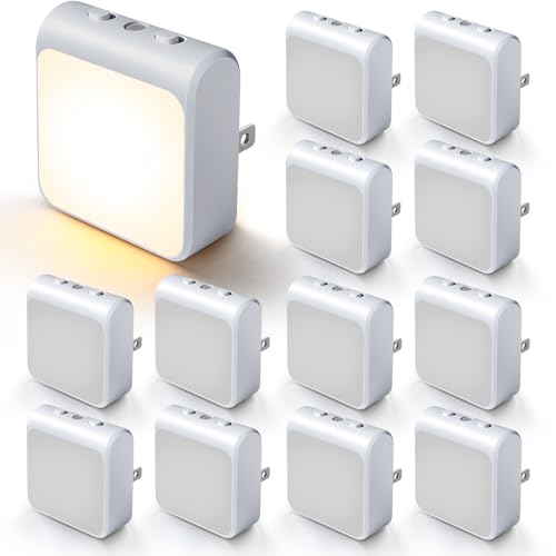 12 Pack Dimmable LED Night Lights Plug into Wall with Dusk to Dawn Sensor (12 Count)