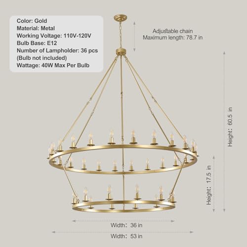 Gold Wagon Wheel Chandelier 2 Tier 53