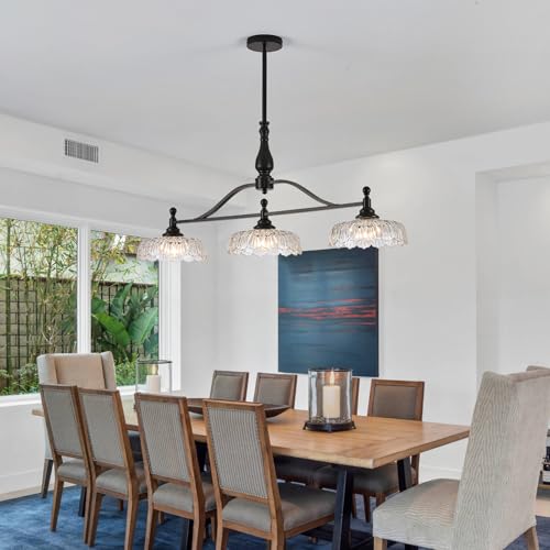 Chandeliers Pendant Light Fixture Modern Pendant Lighting Fixtures 3 Lights Chandelier Matte Black Kitchen Glass Hanging Lamp for Island Dining Room Living Room