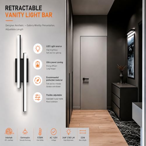 LED Modern Bathroom Light Fixtures Over Mirror 5CCT Optional 32 Inch 2 Pack (2 Count)
