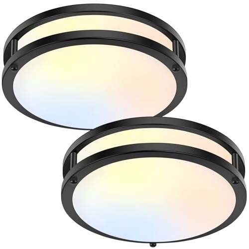 30W Flush Mount Ceiling Lights Black (2 Count)