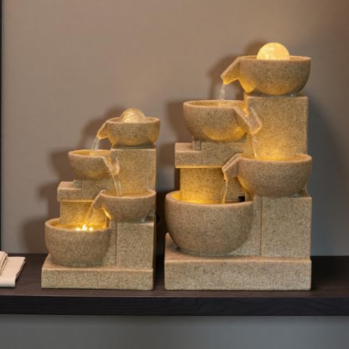 Desktop Tabletop Water Fountain with LED Lights