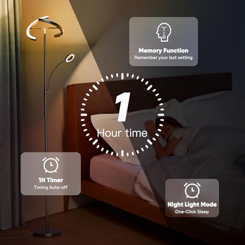 Upgraded 36W RGBCW Floor Lamp with Ring Reading Lamp