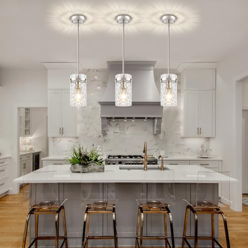 Brushed Nickel Pendant Light Fixtures Modern Kitchen Lighting Over Island