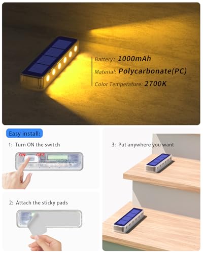Solar Step Lights Outdoor IP68 Waterproof 8 Pack Warm White (8 Count)