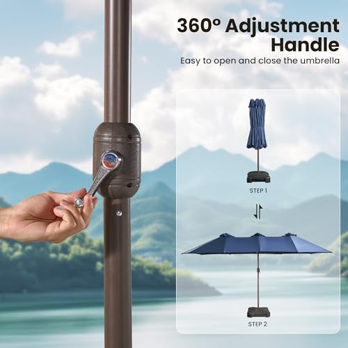 15FT Patio Umbrella With Multicolor Solar Light