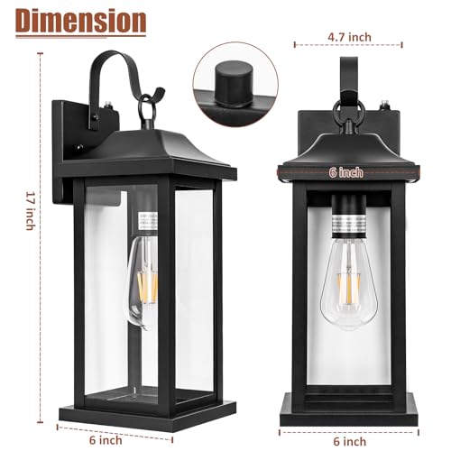 Dusk to Dawn Outdoor Lighting Wall Mounted 17 Inch Black (2 Count)
