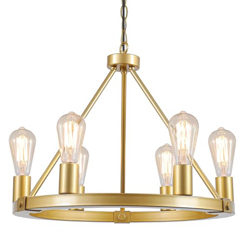 Gold Wagon Wheel Chandelier (6 Count)