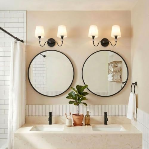 2 Light Vintage Bathroom Vanity Light Fixtures Over Mirror