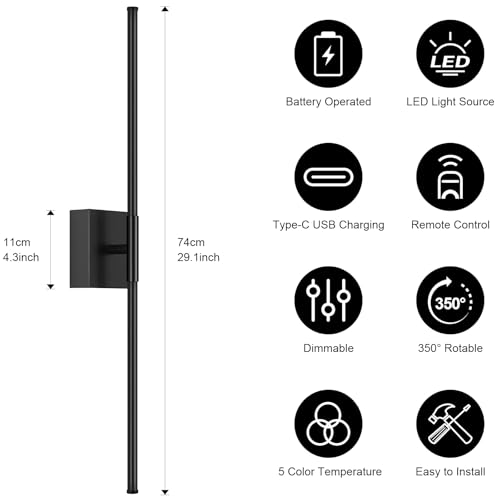 Battery Operated Wall Sconce Set of Two with Remote Control (2 Count)