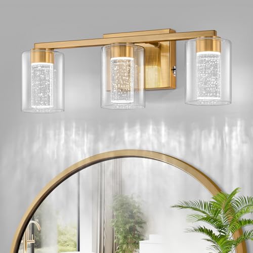 3 Light Gold Vanity Light with 3 Color Modes