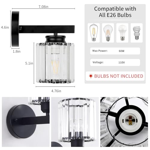 Black Wall Sconces Set of 2