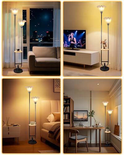 2 Light Flower Floor Lamp with Side Table (3 Count)