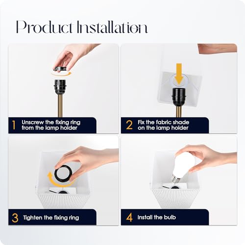 Set of 2 Bedside Table Lamp 3 Way Dimmable Nightstand Lamp with USB C & USB A Charging Port (2 Count)