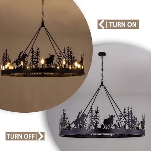 Black Rustic Wagon Wheel Chandelier (12 Count)