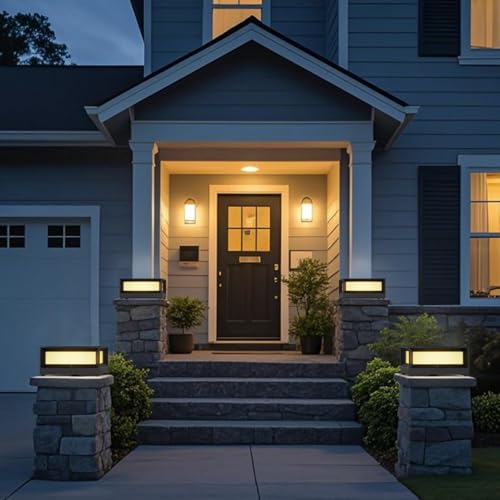 Solar Post Lights Outdoor with Remote
