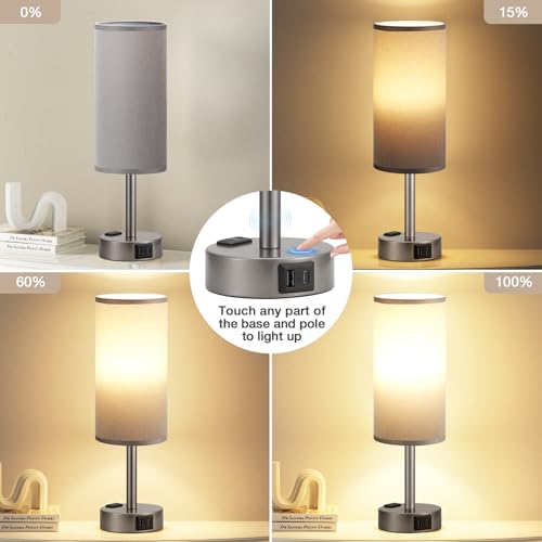 Grey Bedside Lamp for Bedroom