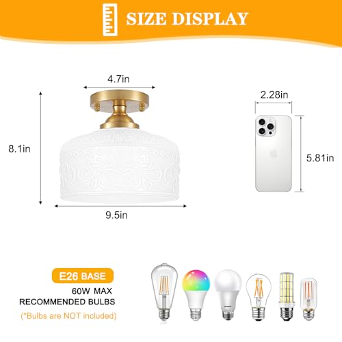 Artistic Gold Handcrafted Semi Flush Mount Ceiling Light