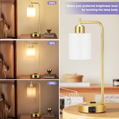 Industrial Gold Table Lamps for Bedrooms Set of 2 (2 Count)