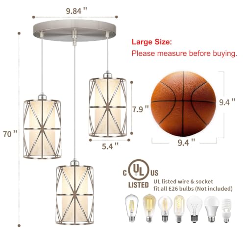 Brushed Nickel 3 Light Chandelier