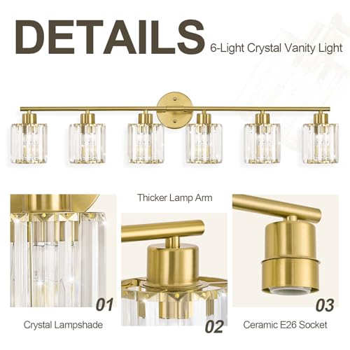 Modern Gold Crystal Bathroom Light Fixtures