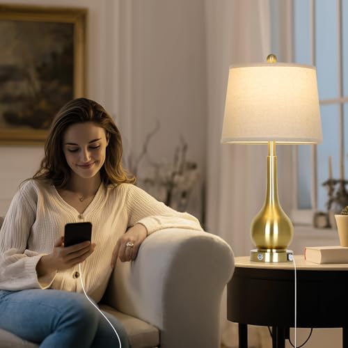26" Gold Table Lamps Set of 2 for Living Room (2 Count)
