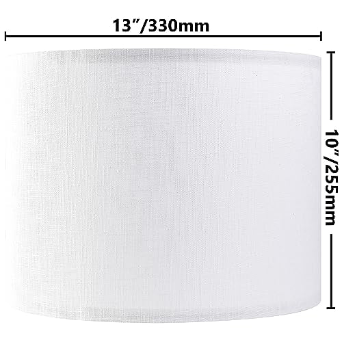 Set of 2 Pure White Linen Drum Lamp Shade 13"x13"x10"