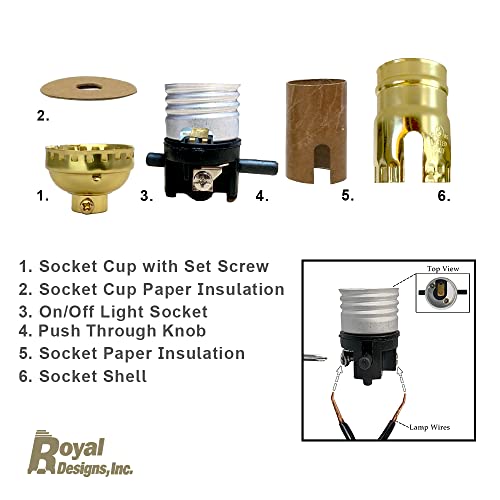 Push Through Lamp Socket for Incandescent or LED Bulbs