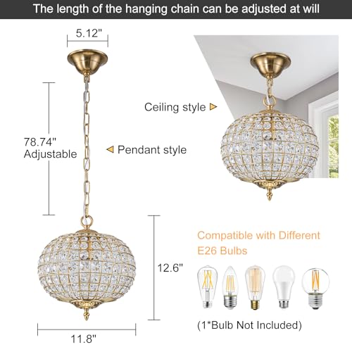 12" Globe Crystal Chandelier
