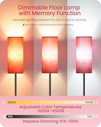 Dimmable Floor Lamps for Living Room with Remote and Foot Switch