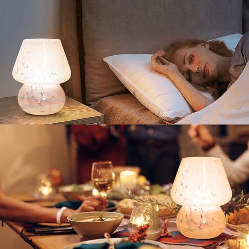 USB Plug in Mushroom Lamp Small Bedside Table Lamp with 3 Temperature LED Bulb