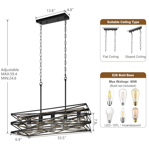 33.5''Farmhouse Dining Room Light Fixture