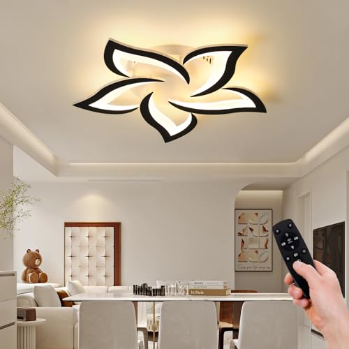 25.6" Flower Shaped Ceiling Light Dimmable Modern Ceiling Lamp Remote Control LED Lighting Fixture for Bedroom Dining Room Kitchen