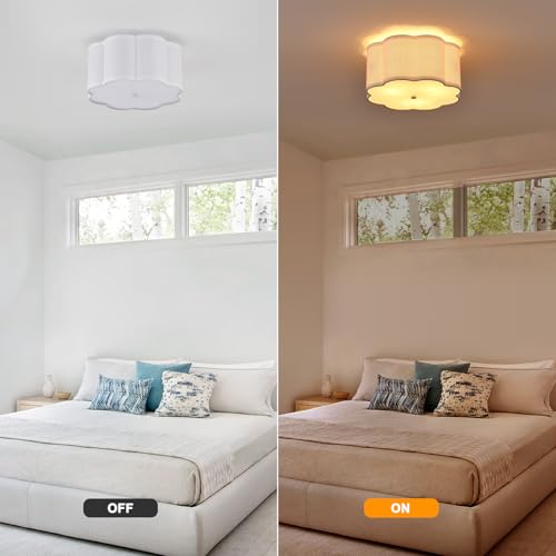 13" Modern White Semi Flush Mount Ceiling Light Fixture