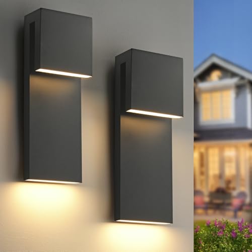 Modern Large Outdoor Wall Lights Integrated LED Outdoor Wall Sconces Lighting (2 Count)
