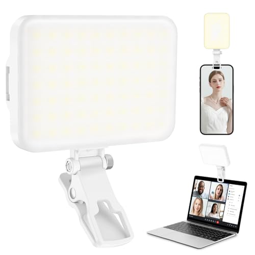60 LED Portable Selfie Light Video Conference Lighting with Clip & Camera Tripod Adapter Rechargeable 2200mAh CRI 97+