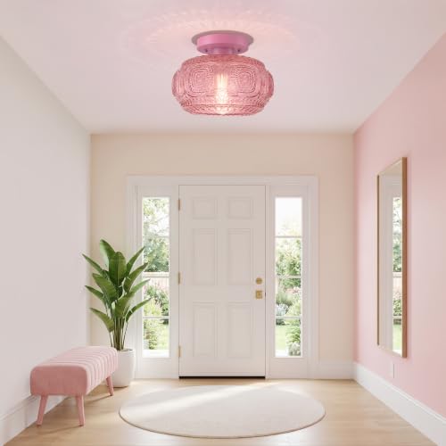 Globe Glass Semi Flush Mount Ceiling Light Fixture