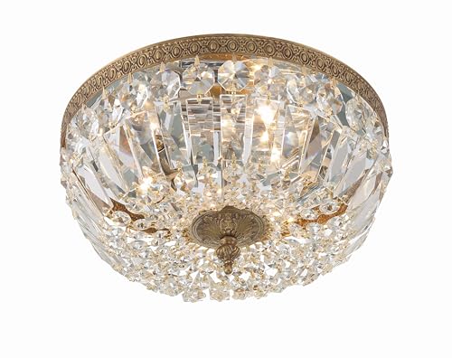 3 Light Spectra Crystal Olde Brass Flush Mount