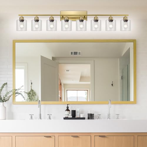 Modern Brushed Gold 8 Light Bathroom Light Fixtures