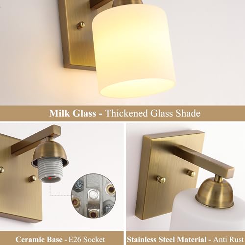 Brass Milk Glass Wall Sconces