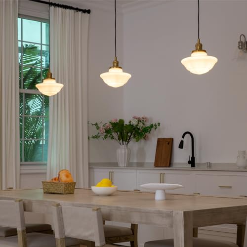 Modern Pendant Light with Milk White Glass
