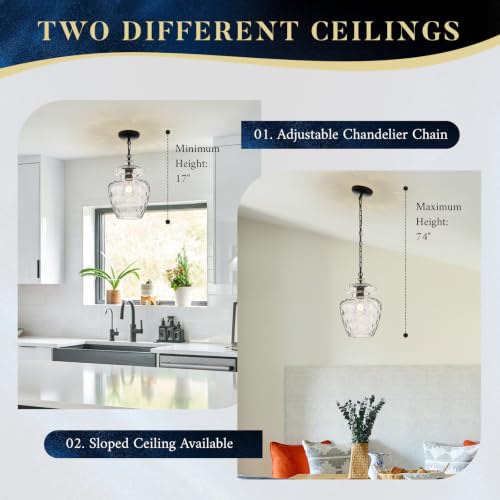 Farmhouse Black Glass Pendant Light
