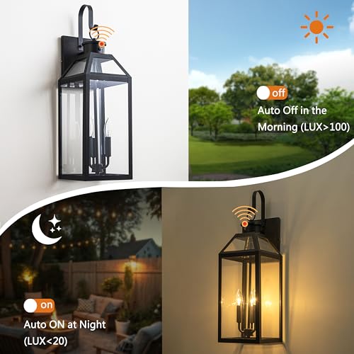 26" Large Dusk to Dawn Outdoor Wall Light (2 Count)